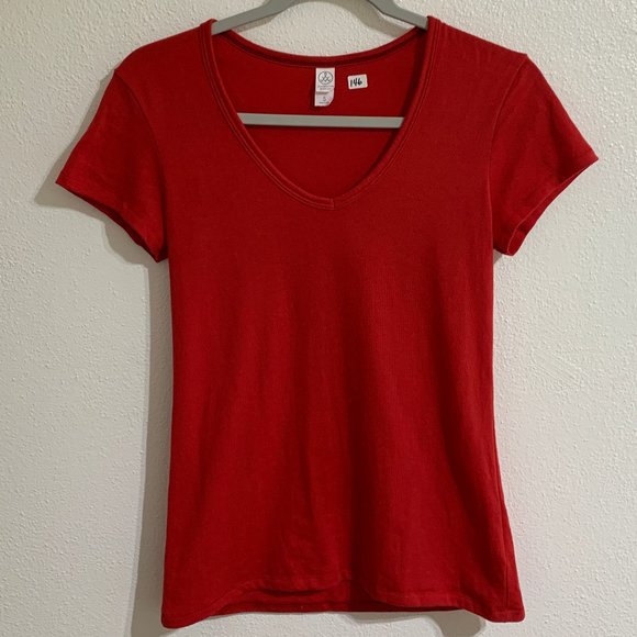 Alternative Apparel Tops - (T146) Alternative Women's V-Neck T-Shirt Red Sz Small, Cap Sleeve